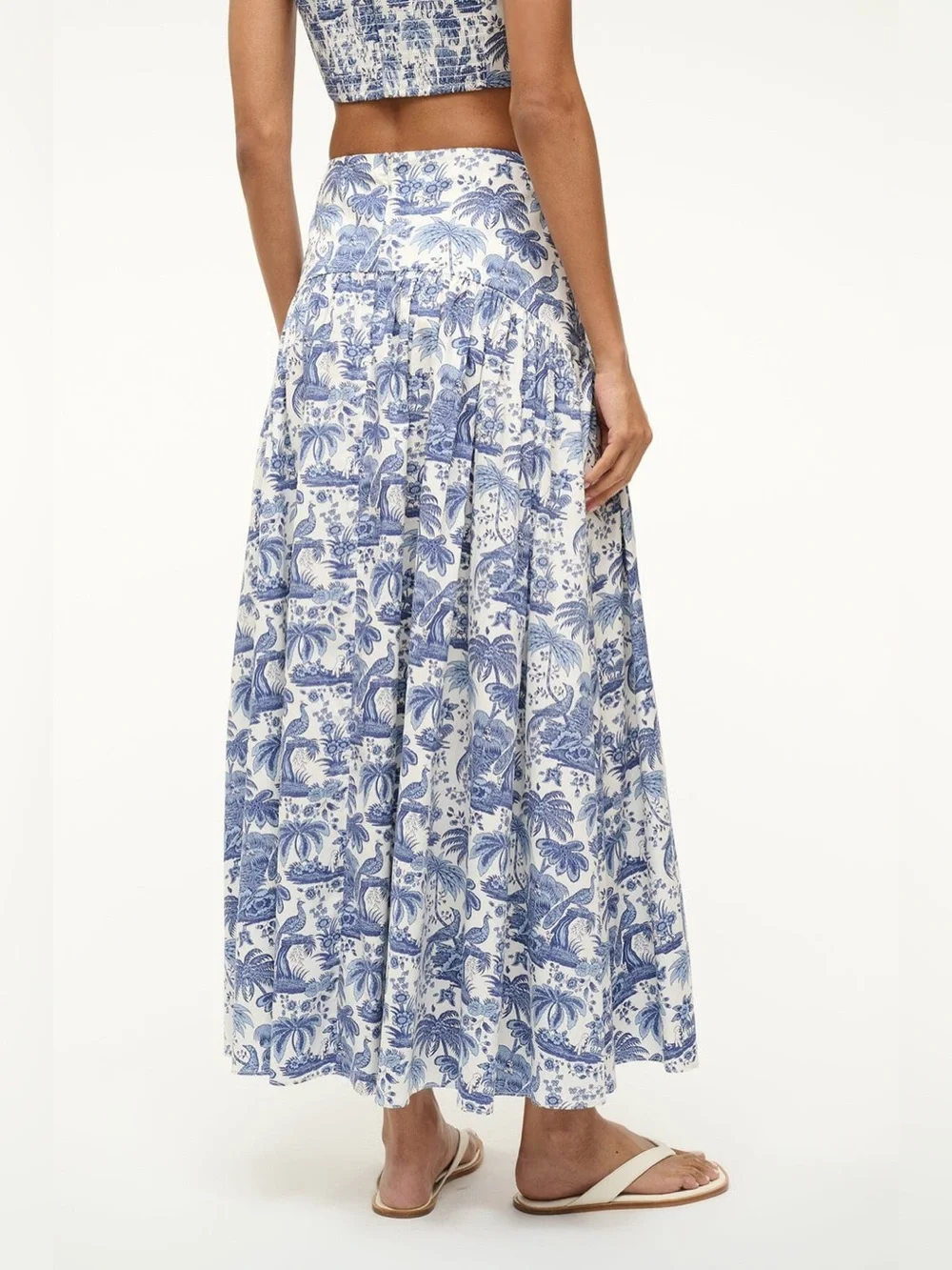 STAUD Procida Maxi Skirt / Federico Cropped Tank Set Blue Toile Size 4 / Small